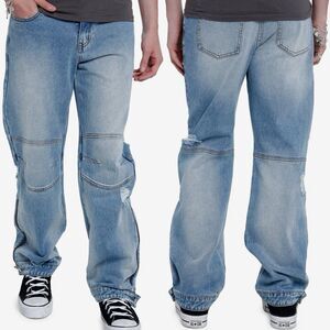 Hot Topic Indigo Light Wash Distressed Carpenter Denim Jeans Mens Size 28 X 32